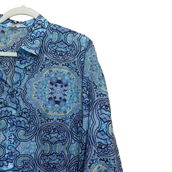 Coldwater Creek Plus Size 1X 18 Multicolor Paisley Print Button Up Shirt Blouse - Picture 3 of 7